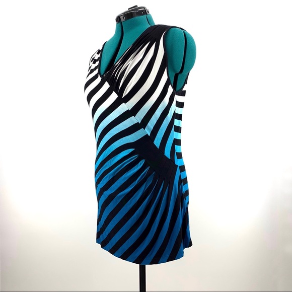 Point Zero Nicole Benisti Striped Ombre Sleeveless Top with Ruching, Large - Picture 3 of 16